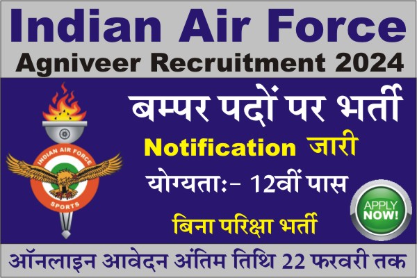 Indian Airforce Agniveer Vacancy 2024, Indian Airforce Agniveer Recruitment 2024, Indian Airforce Agniveer Bharti 2024, Notification pdf