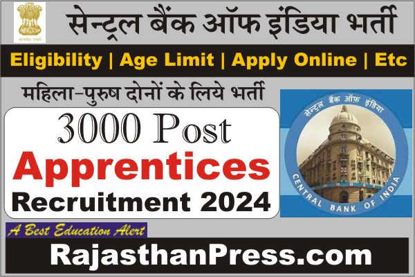 Central Bank of India Apprentices Recruitment 3000 Post, Central Bank of India Recruitment 2024, Central Bank of India Apprentices Vacancy 2024, Central Bank of India Apprentices Bharti 2024, Notification pdf